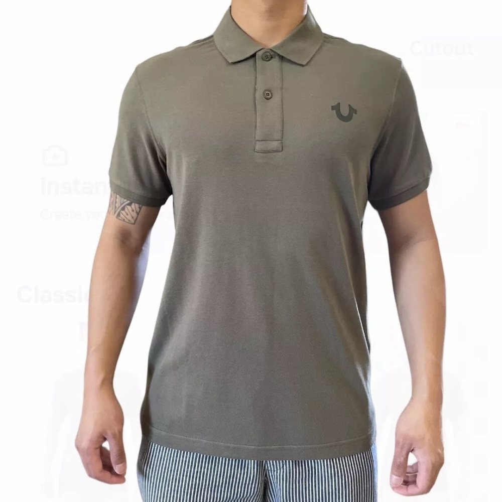 True Religion Logo Polo Shirt 100% Authentic In Unique Military Green, XXL